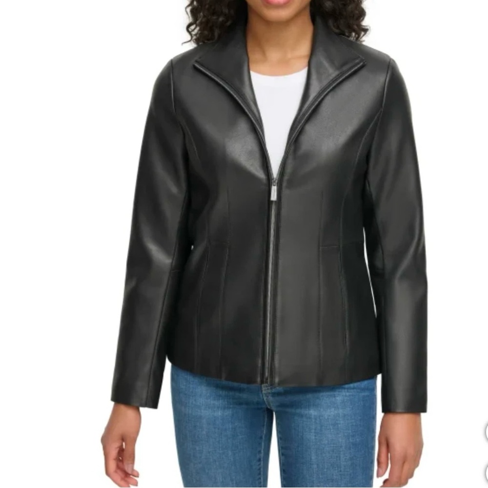 Kenneth Cole Women's Black Faux Leather Jacket size Small